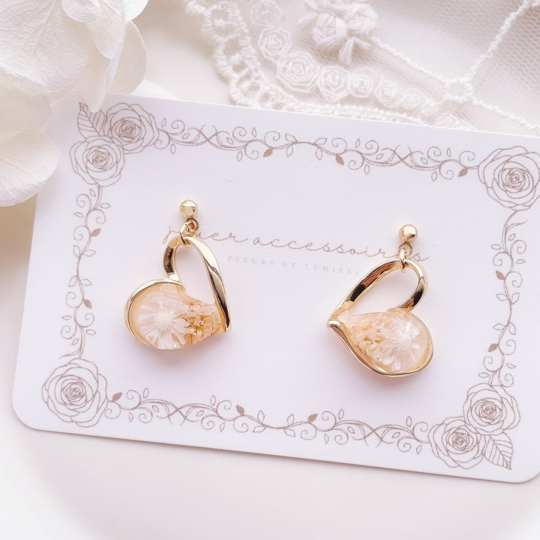 Melty "メルティ" ハートピアス/イヤリング(apricot orange)