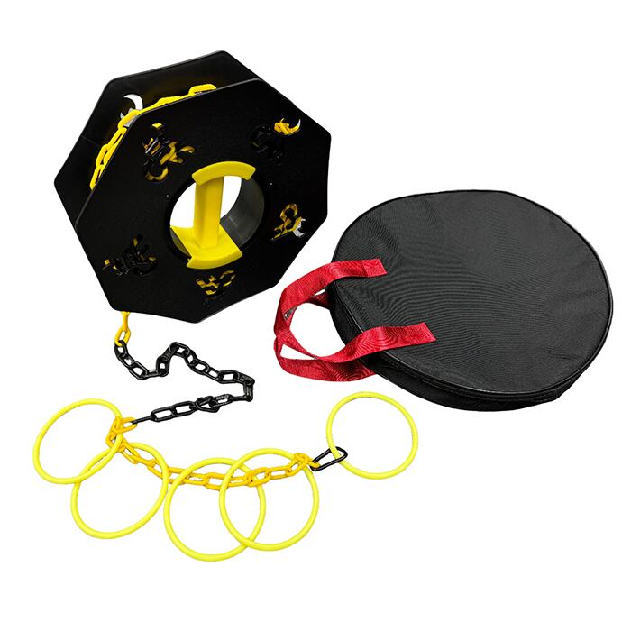 チェーンリール トラ柄チェーン16m ハンドル付き 収納用専用ケース付属 AR-3371 AR3371 ARAO アラオ ※カラーコーンは別売りです カラーコーン最大5本まで連結可能 トラ柄チェーン