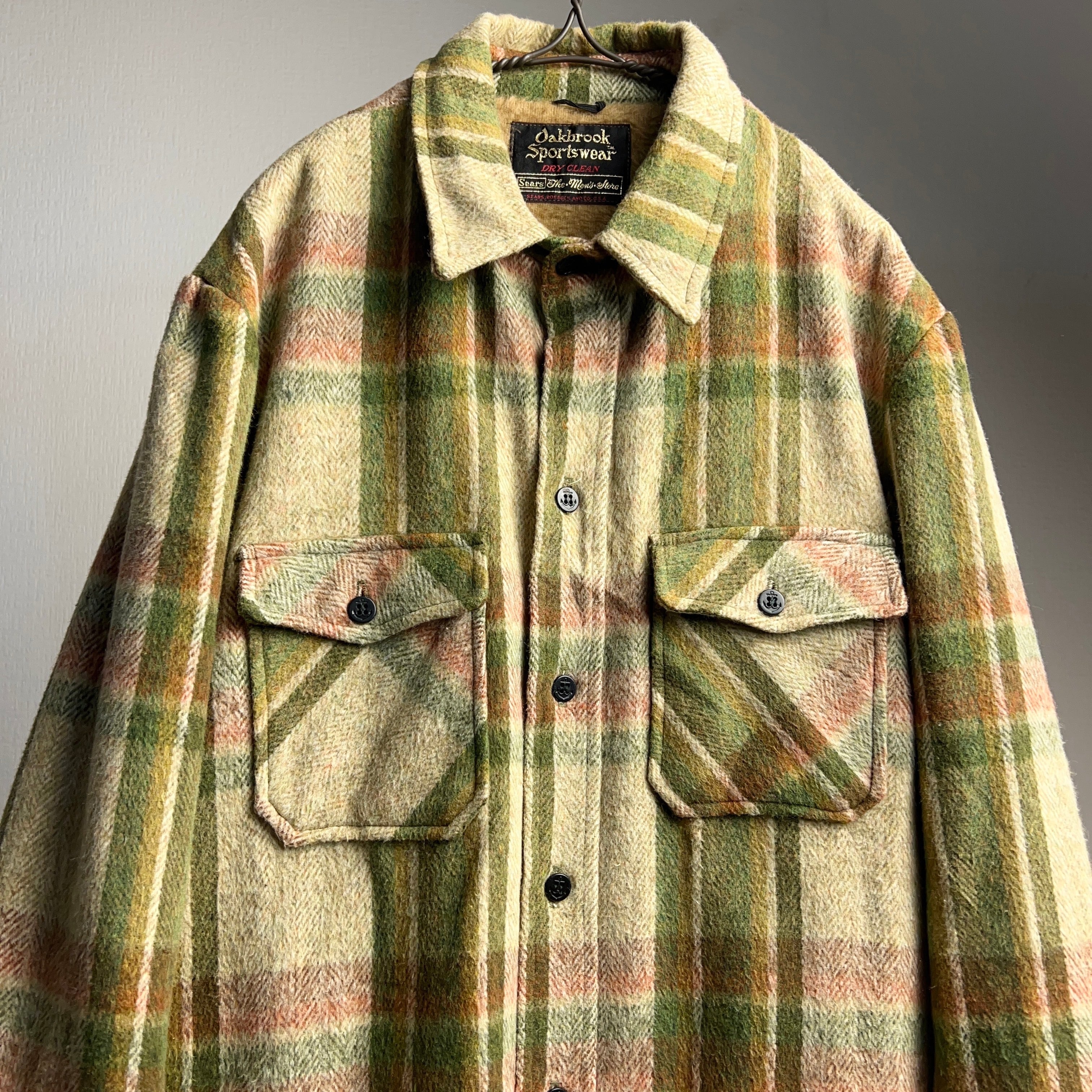 60's~70's Sears Oakbrook Sportswear Plaid CPO Shirt 60年代 70年代 チェックシャツ ジャケット  ボア 【0929A75】【送料無料】