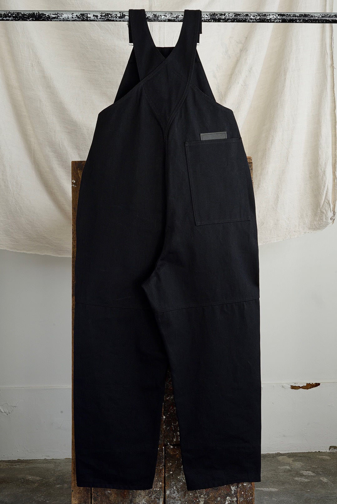 TUKI - 原田服飾研究所 - TYPE 2, LOOSE FIT SALOPETTES (BLACK/BLACK