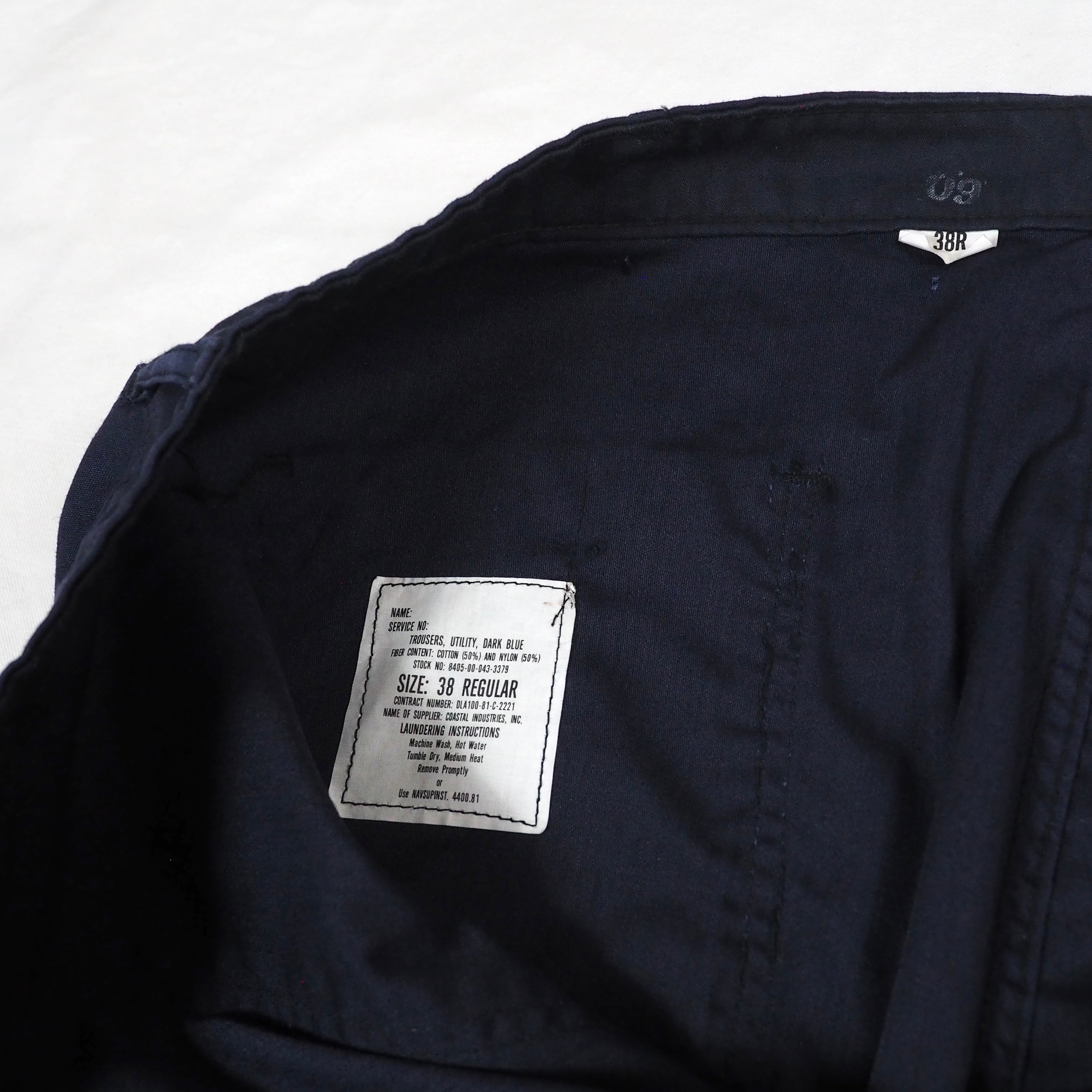 NOS】80's U.S.NAVY utility trousers dark blue 38R USA NOS】80's U.S.NAVY utility trousers dark blue 38R USA