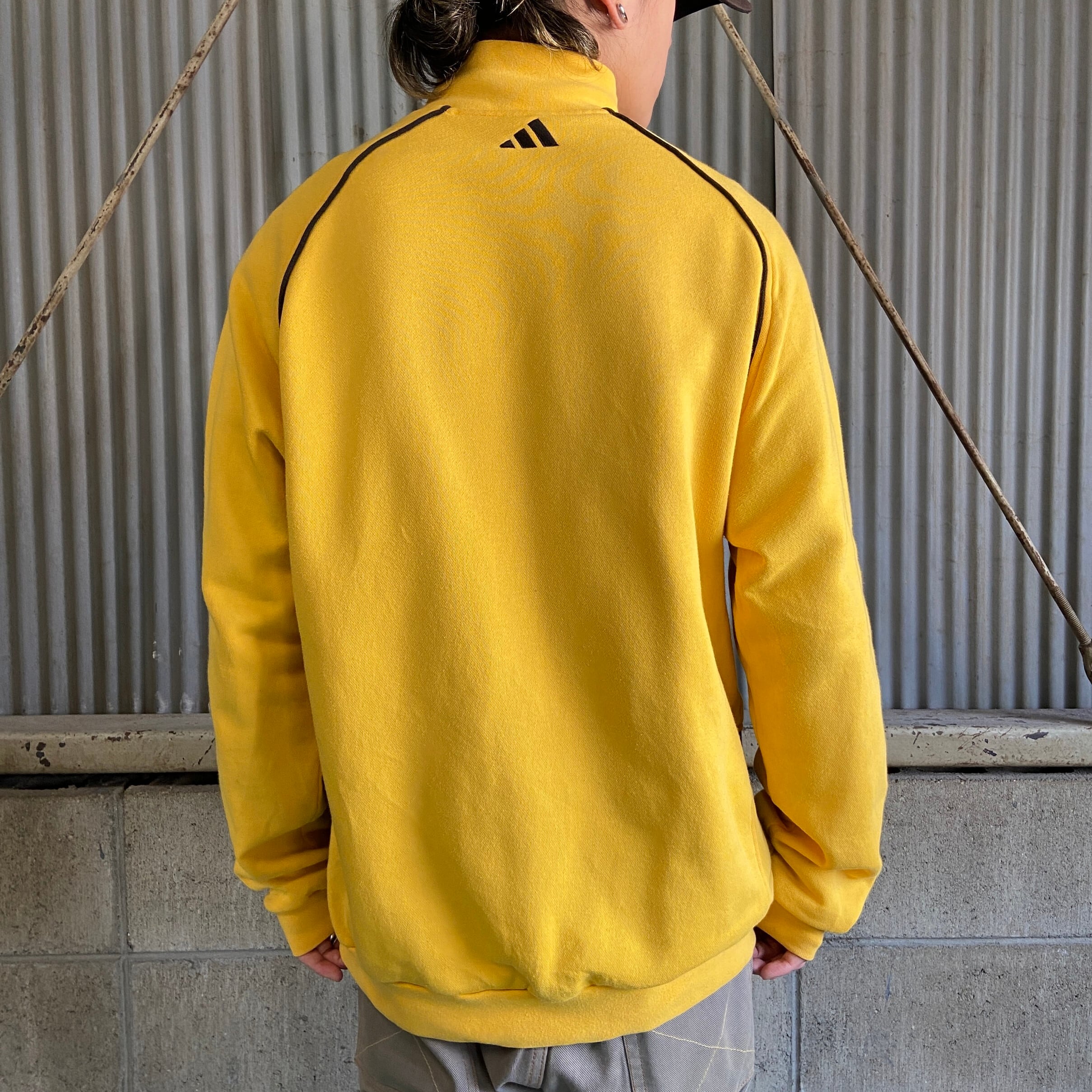 00年代 アディダス ワンポイントロゴ刺繍 ハーフジップ スウェット  