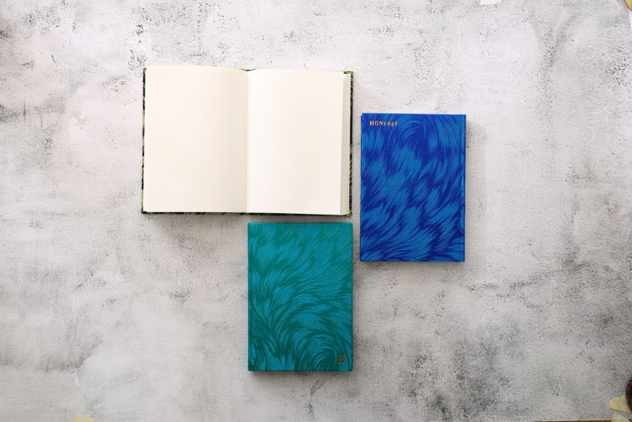 【HONcept】テキスタイルノート Costume fabric（衣装）　宮下織物  　8 　Ocean Green（オーシャングリーン）