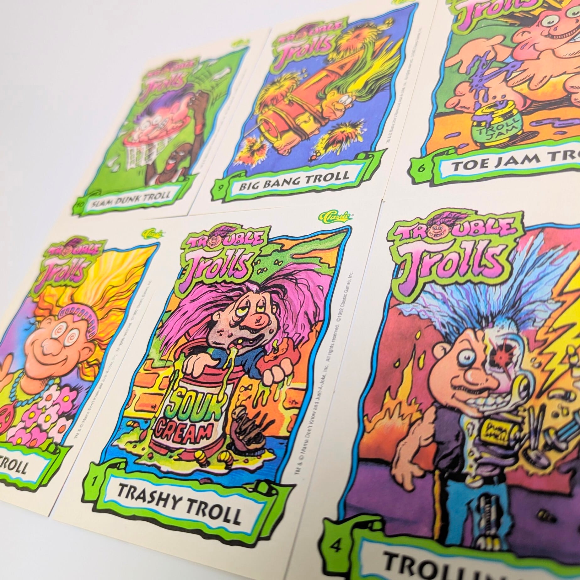 送料無料!☆ 1992年製 Classic Games, Inc. 【 TROUBLE Trolls  ( トラブル トロール  】トレーディングカード 単品 (1個= 6 CARDS入り)〚アメリカン雑貨 アメトイ〛