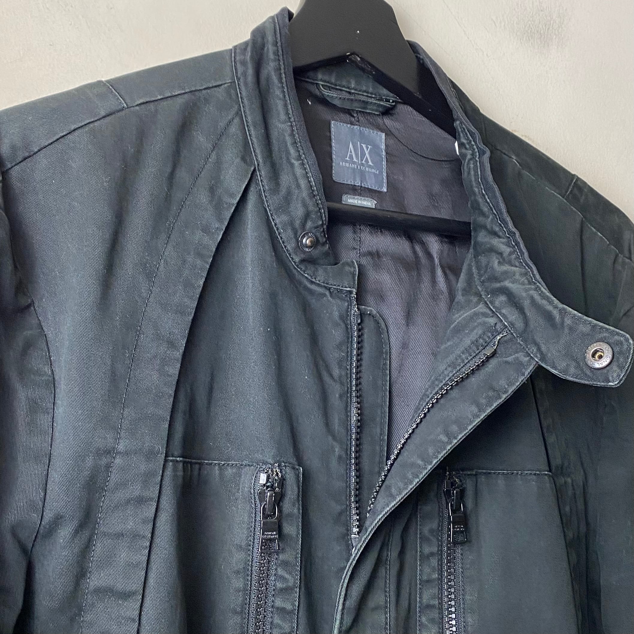 vintage ARMANI EXCHANGE black moleskin riders jacket | NOIR ONLINE