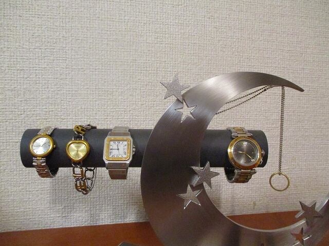 リーフ三日月腕時計、ネックレス、リングスタンドトレイ　ブラック リーフ三日月腕時計、ネックレス、リングスタンドトレイブラック