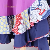 フラメンコ 衣装 ファルダ スカート パープル系 ネイビー系 アトリエ貴美恵 紫 紺 ボランテ フリル 柄 模様 ダンス パーティ 発表会 フラメンコダンス ステージ衣装 イベント用 コスチューム おしゃれ かわいい