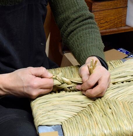 松本民芸家具 #63型ラダーバックチェア Rush-seated chair No.63