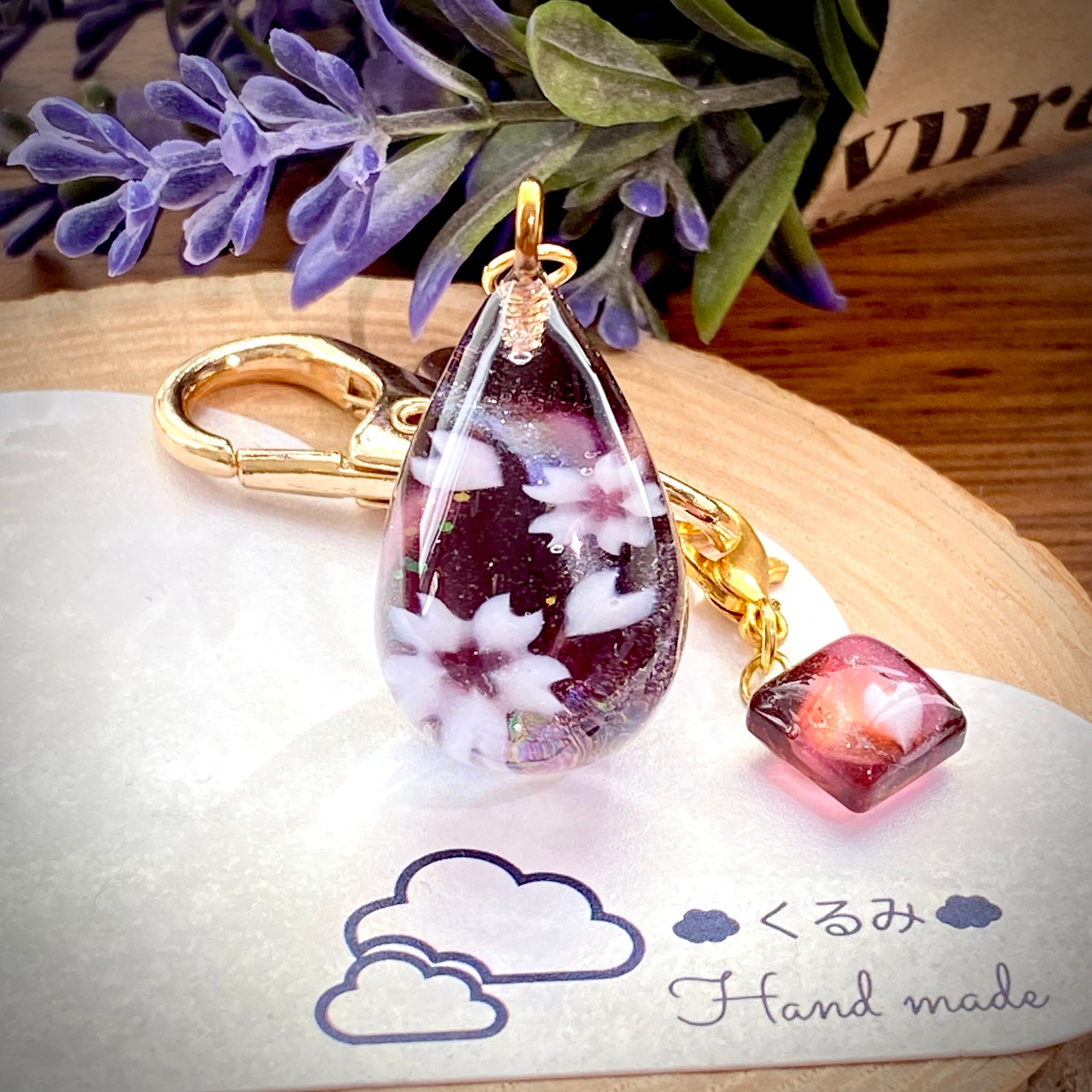 バックチャーム しずく型 桜 26×17mm a B級品