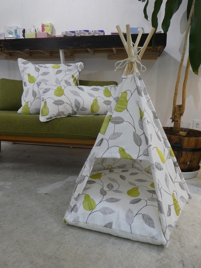 ペットティピー★Premium pet tee pee【Giometric A】特典付★45cm×45cm同柄クッションカバー