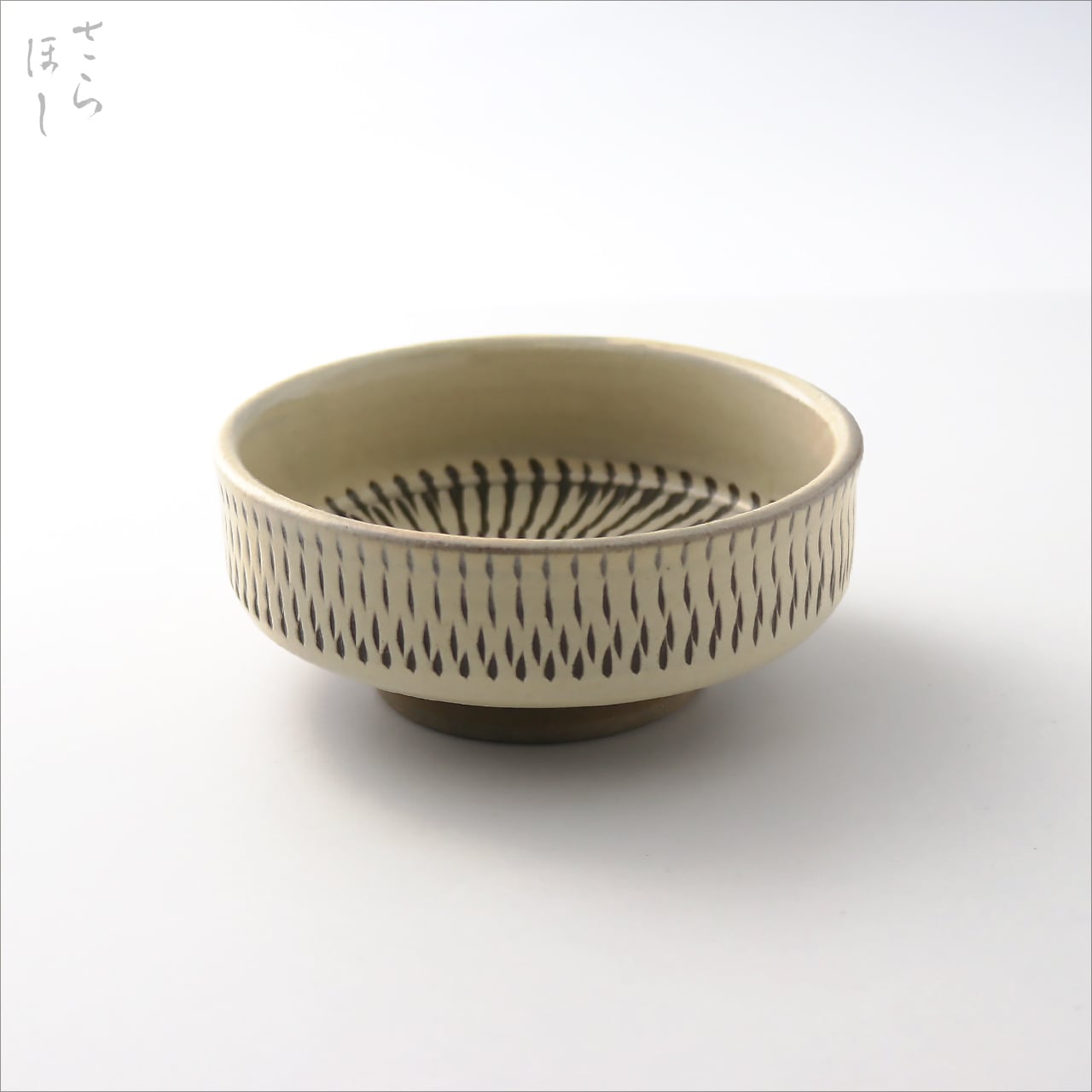 小鹿田焼 小袋窯 4寸切立皿 (深) 内外飛びかんな 白 直径約11.7cm 陶器