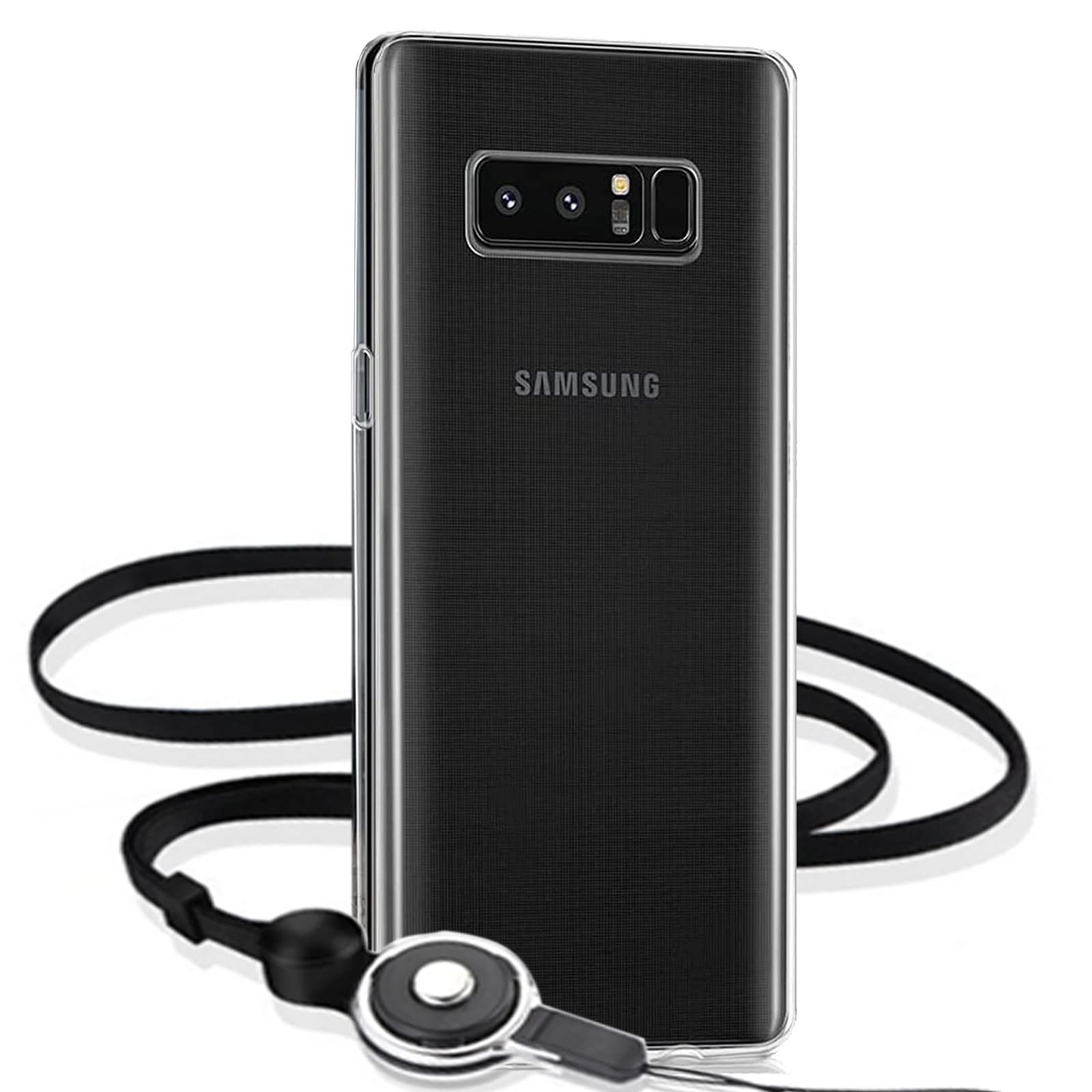 GOKIGIOD 適用 Galaxy note8 ケース クリア 【 ストラップ 三本付き】 薄型 ぎゃらくしー ノート8 SC-01K SCV37 カバー 透明 軽量 Galaxynote8 スマホケース 首掛け ソフト TPU バンパー 耐衝撃 指掛け ハンドストラップ 携帯カバー