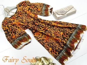 ★送料無料★9号(Ｍ)☆情熱感じるアニマル柄ワンピース[OPN8571]