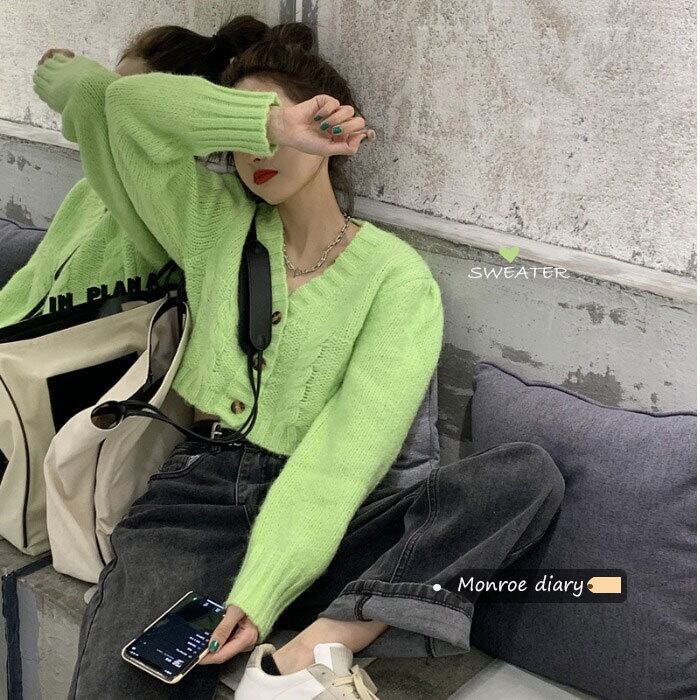 スタイルVネックカーディガンセーター レディーススプリングルーズコート ジャケット ロング 春物 モンロー44008236018