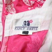 【美品 フラダンス衣装】ピンク FANCY DRESS ファンシードレス ワンピース ドレス ホワイト ハイビスカス柄 白 フリル アロハ