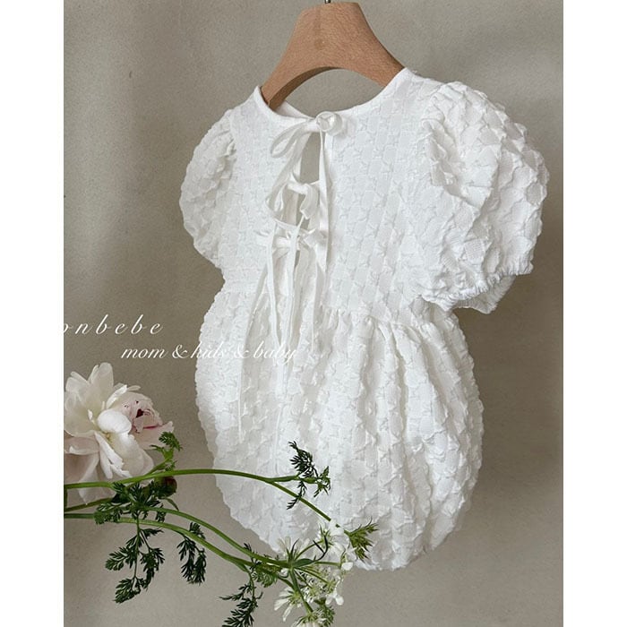 monbebe】cotton flower dress｜コットンジャガードロンパース・韓国