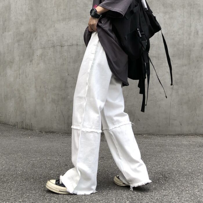 スタイルルーズカジュアルパンツ ジーンズ レディース ストリート かわいい ステッチ ケッペル92342137851