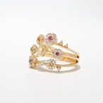 フラワーモチーフ ファンシーイエローダイヤモンドリング K18 / 0.377ct / DA 0.650ct / SA 0.140ct / GG 0.020ct
