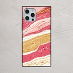 受注生産 iPhoneケース ピンクとベージュの地層マーブル｜紙マーブリング MARB054C