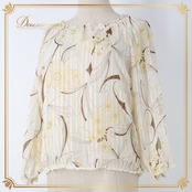 社交ダンス 衣装 Luxe2 トップス ブラウス レッスンウェア ホワイト系 アイボリー系 ベージュ系 花 花柄 白 金 茶 レース 上品 かわいい ダンス衣装 イベント ステージ 練習 レッスン レディース おしゃれ ゴールド系 ブラウン系