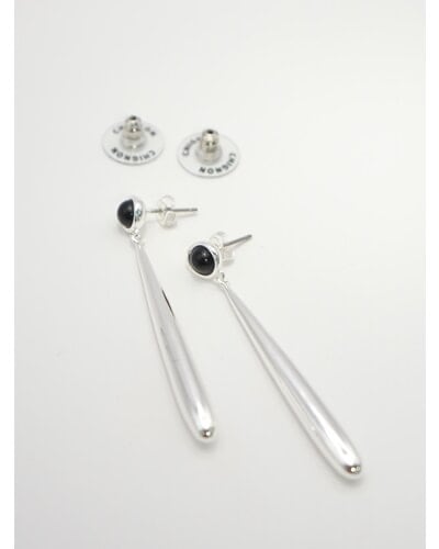 【CHIGNON】[0055-341/342SH] オニキスロングドロップピアス/イヤリング