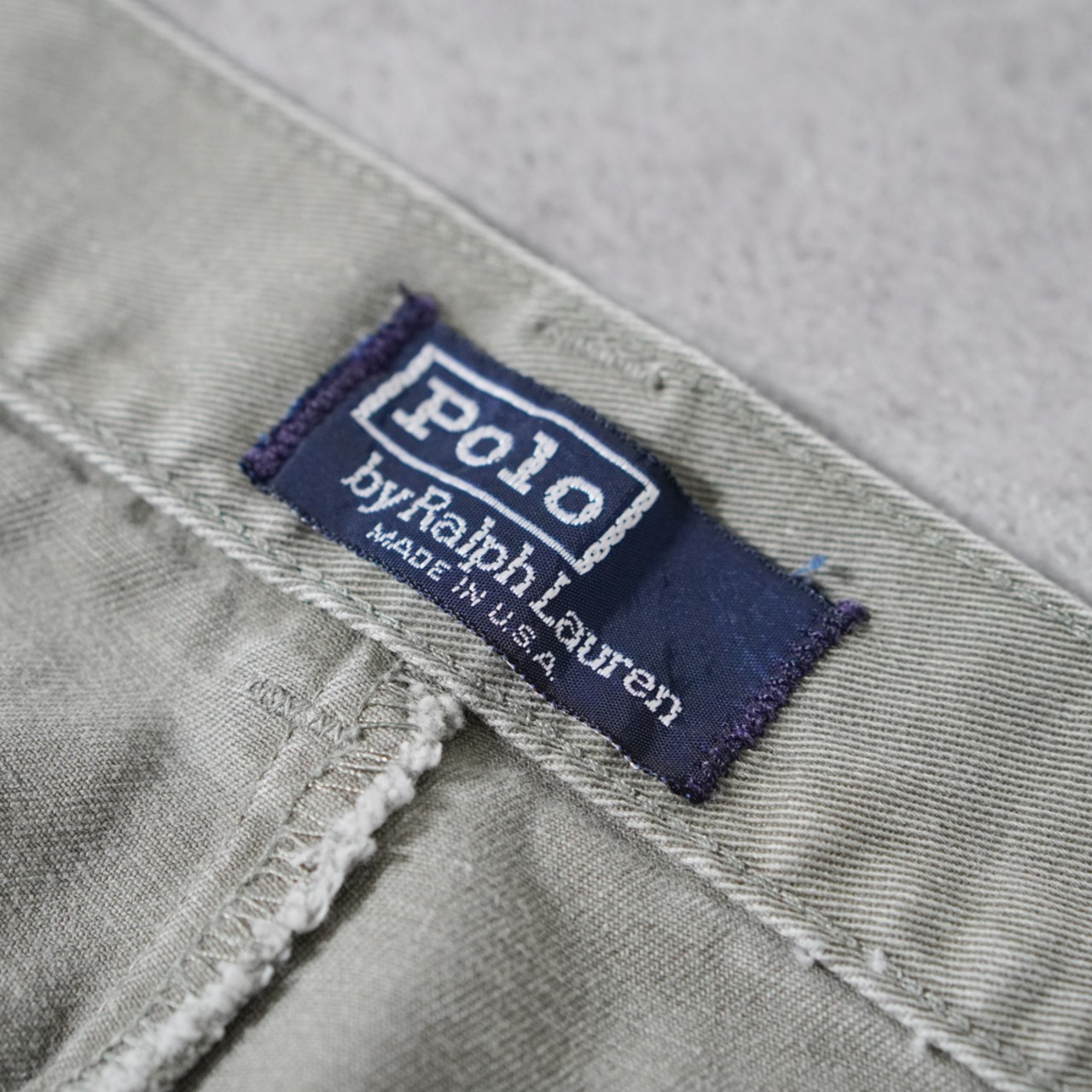 90s 初期型 USA製 Polo by Ralph Lauren POLO CHINO "No pleats" sage [W34L29.5相当] 古着 - 9
