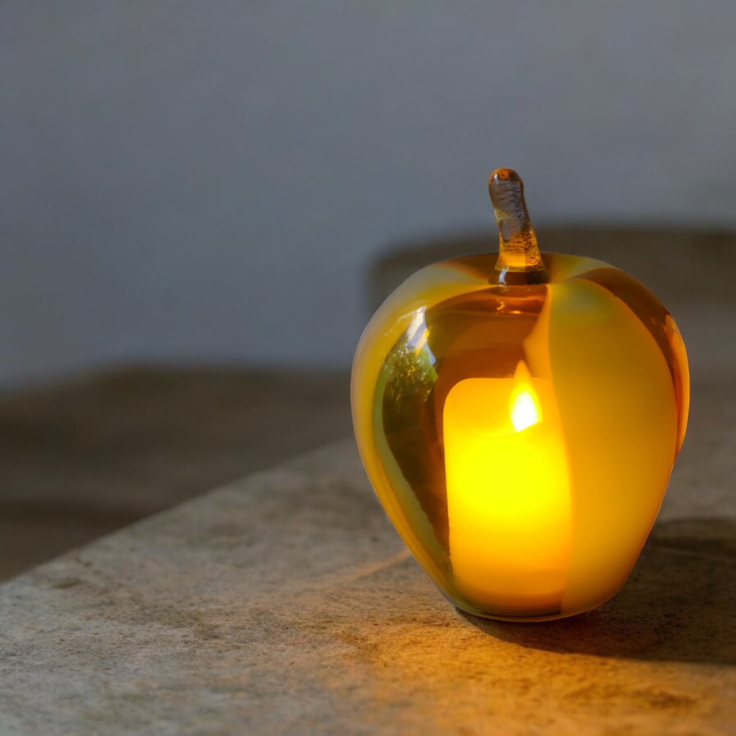 25秋】キャンドルホルダー (高さ 11cm)りんご グリーンイエロー