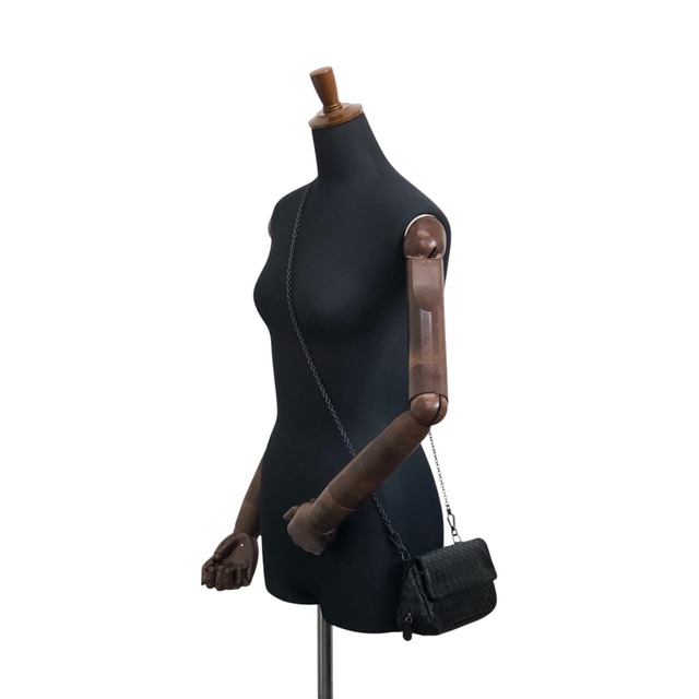 Bottega Veneta ボッテガ・ヴェネタ ショルダーバッグ ブラック イントレチャート レザー チェーン vintage ヴィンテージ オールド 37ps5x