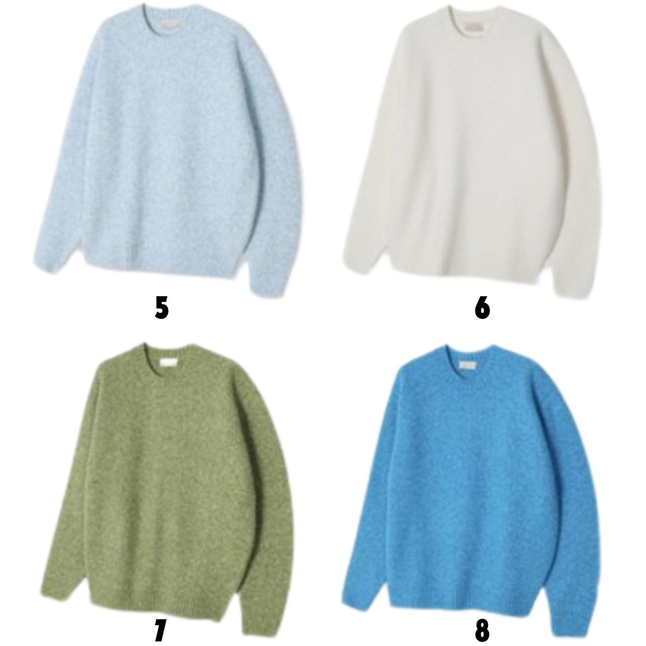 ミックスカラーラウンドネックニット　1152