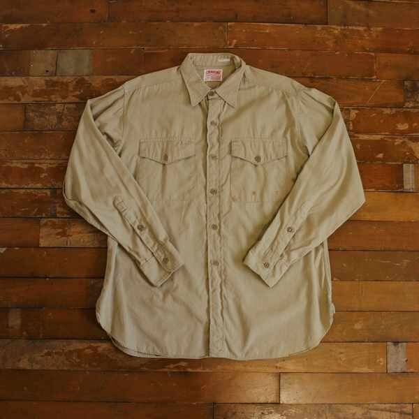 VINTAGE1960年代 USMC マチ付き ミリタリー ワーク シャツ USED