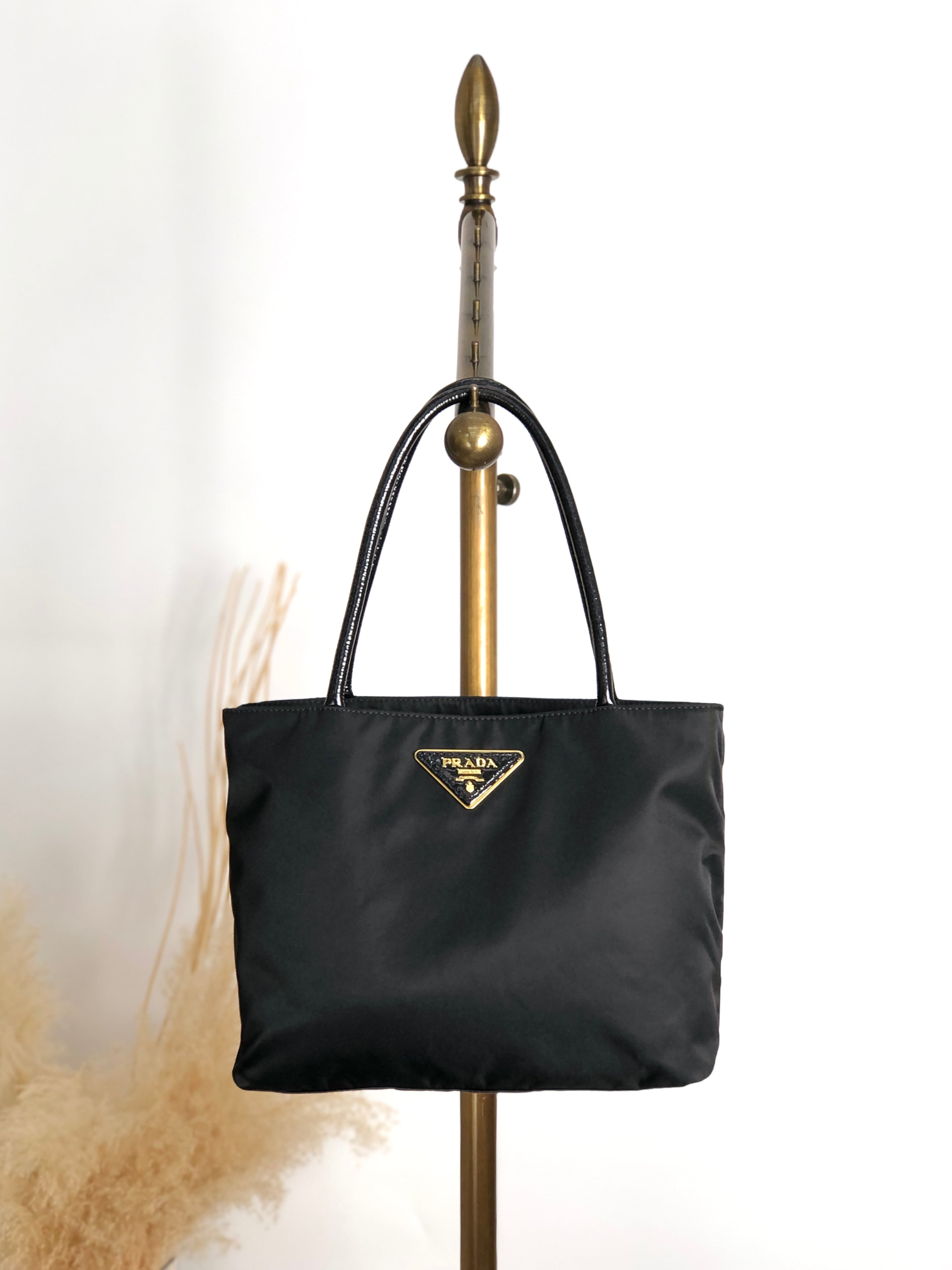 PRADA プラダ ハンドバッグ ブラック トライアングルロゴ ナイロン トートバッグ vintage ヴィンテージ オールド 3j825h