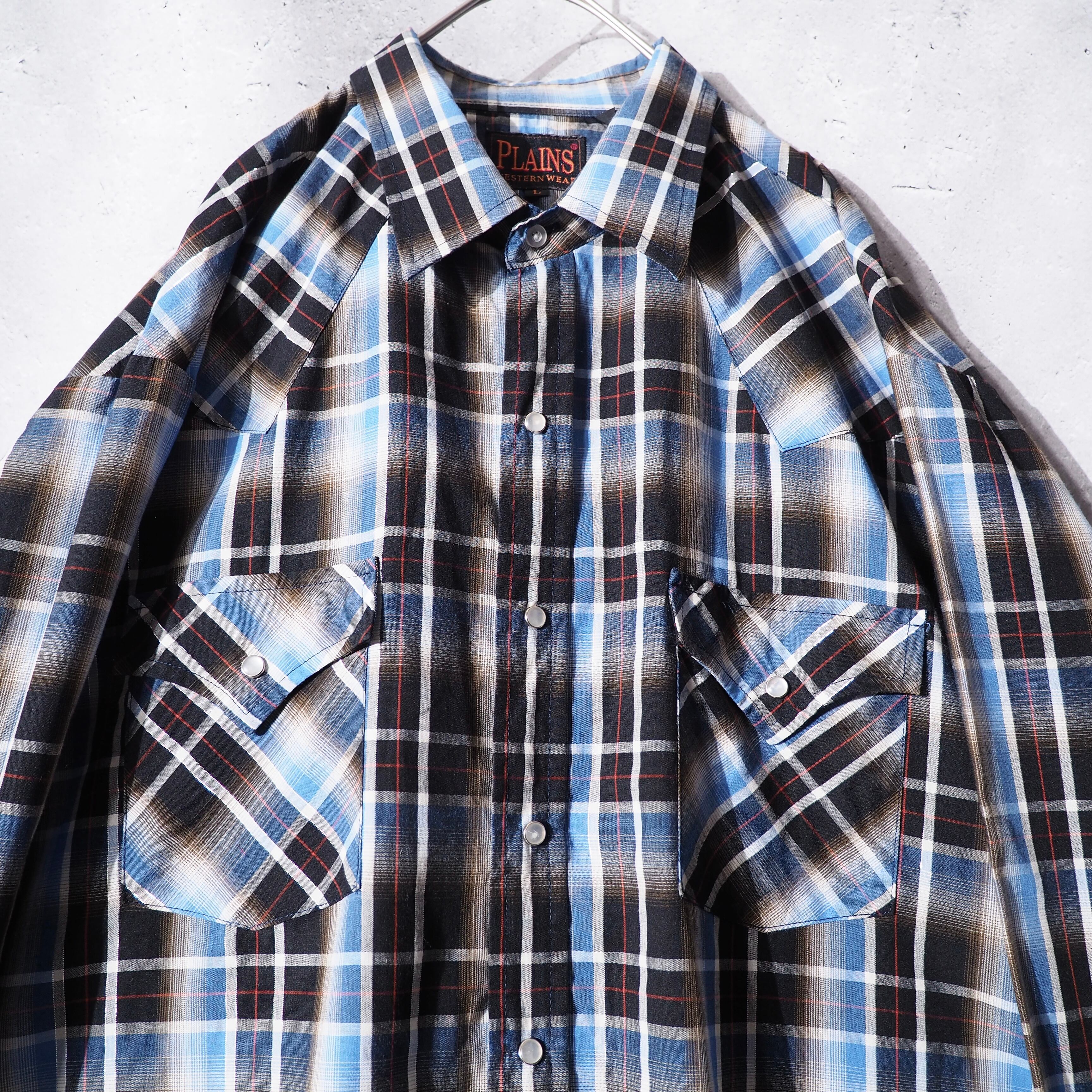 1990s ” Plains ” cold check pattern design loose silhouette vintage western shirt
