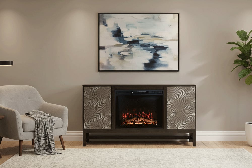 23インチ 電気暖炉 ラニントン ブラウン&アンティークシルバー / ロイドグランデ / 送料、開梱・組立・設置無料 / LLOYD GRANDE / ハイグレード電気暖炉シリーズ