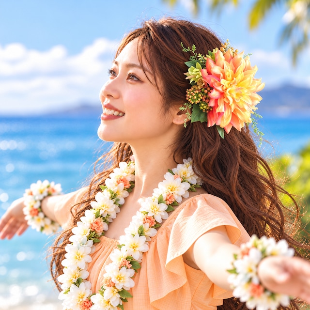 フラダンス・ダンス・発表会に♡オレンジイエローのダリアのヘアクリップ フラダンス ダンス 髪飾り フラガール オレンジ イエロー 結婚式