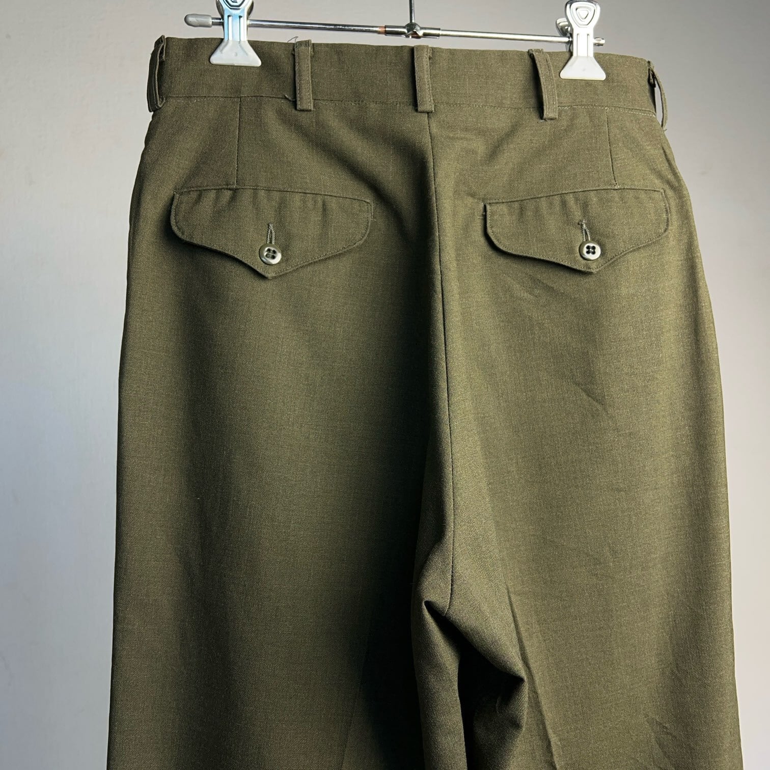 Vintage 1970s Olive Green US Army Slacks - Deadstock Wide Leg 