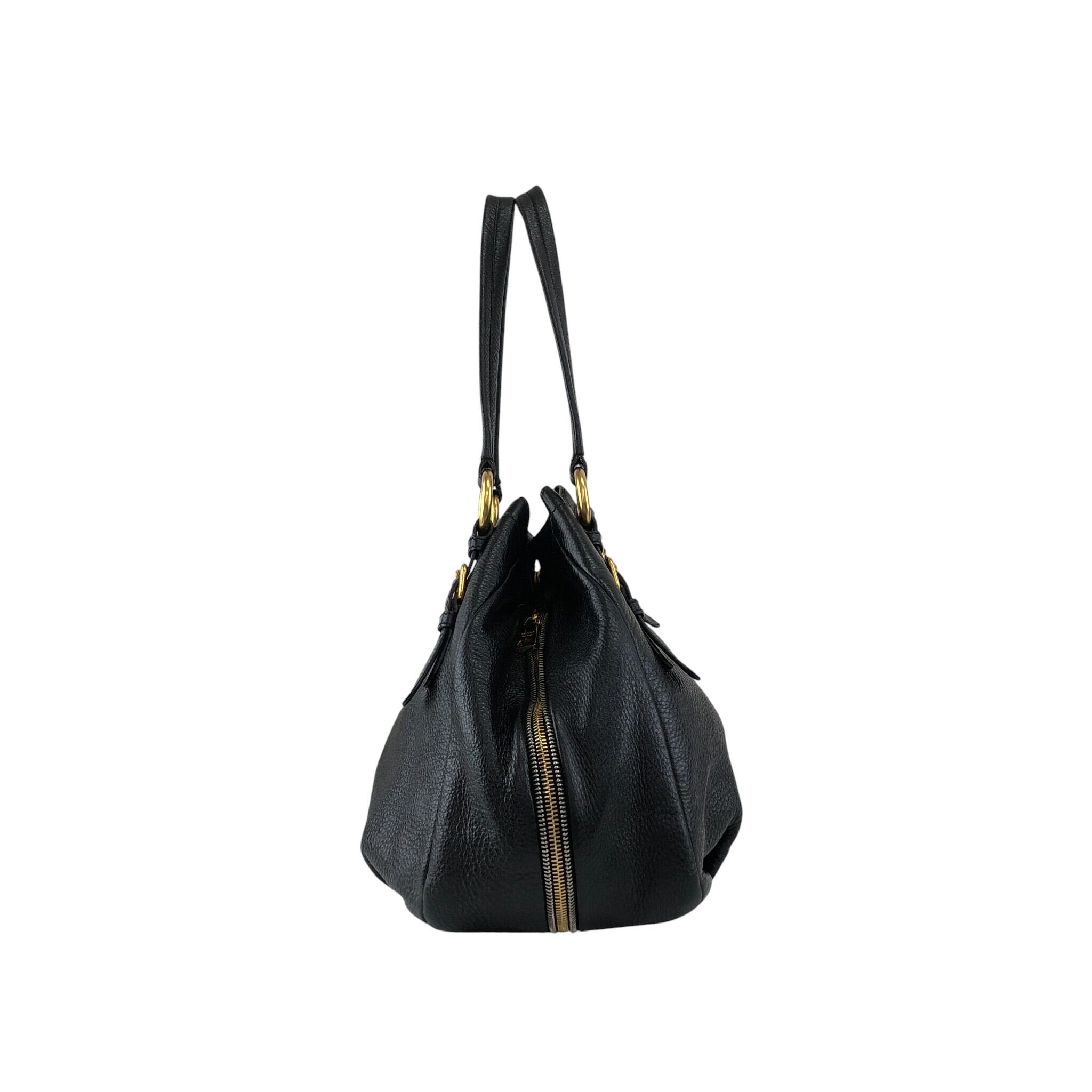 PRADA プラダ ハンドバッグ ブラック ロゴ レザー BR4085 vintage