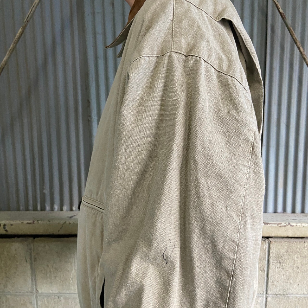 80~90年代 BANANA REPUBLIC バナナリパブリック 襟レザー コットン 