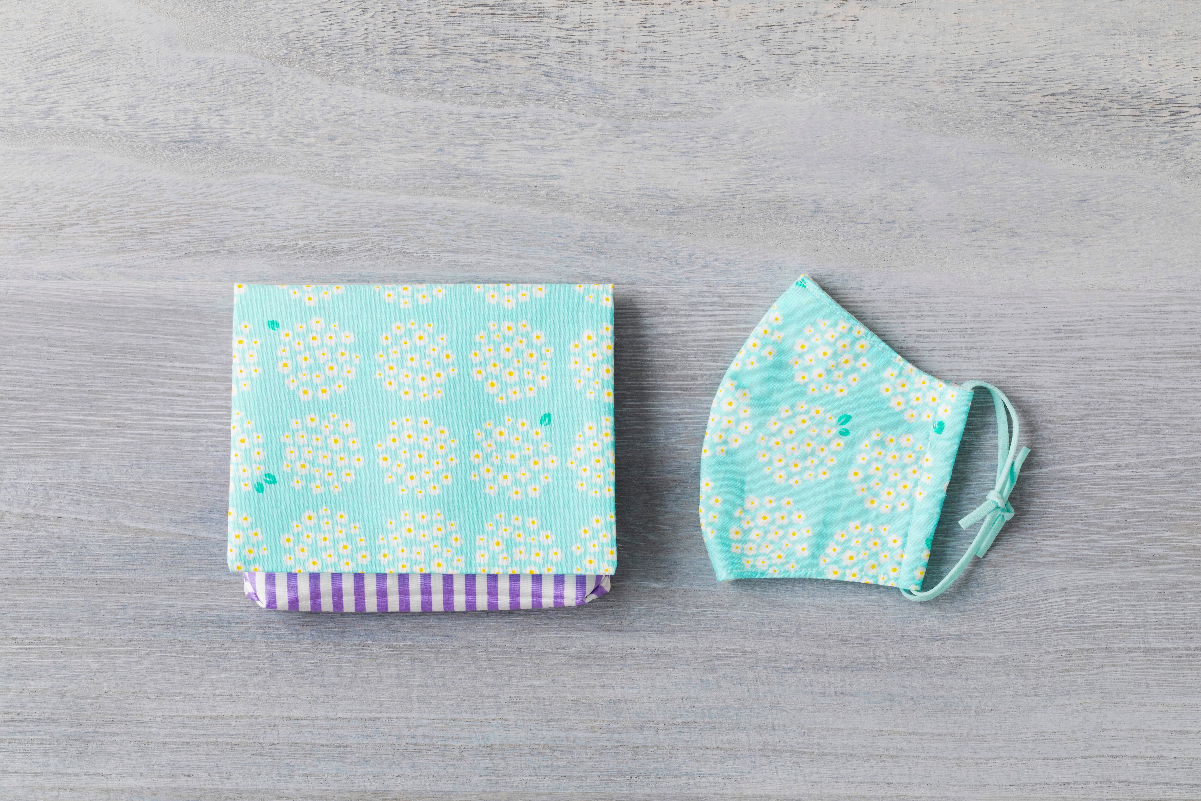 移動ポケット あじさい柄 グリーン(子ども用マスクプレゼント)