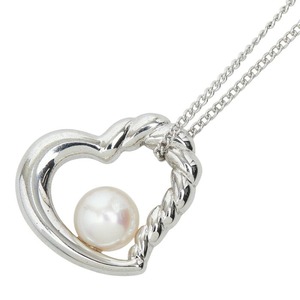 タサキ SV925 シルバー アコヤパール6.8mm ハートモチーフ NSチェーン □Sトップ ネックレス レディース TASAKI 【中古】