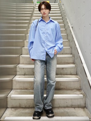 【ALUDE SELECT】over size stripe shirt(3color)