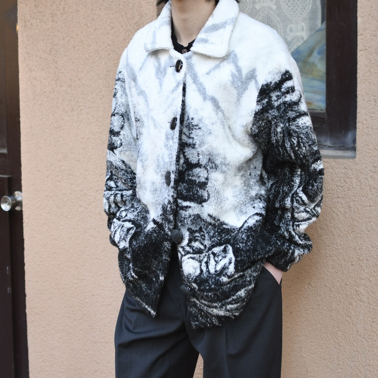 animal pattern fleece jacket