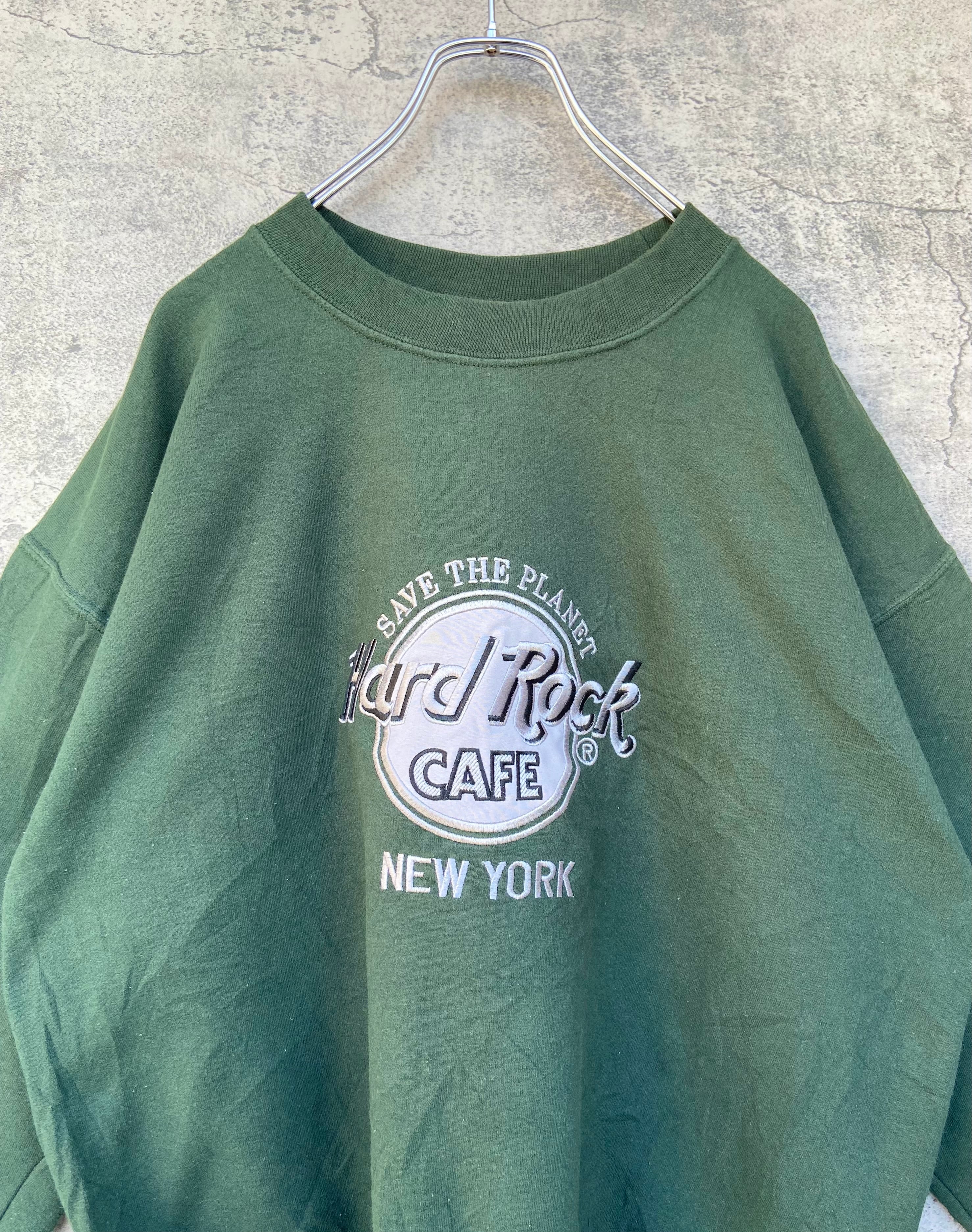 ハードロックカフェ スウェット トレーナー デカロゴ 刺繍 緑 HT181