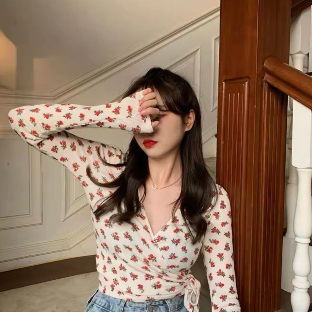 フラワーワッフルカシュクールブラウス