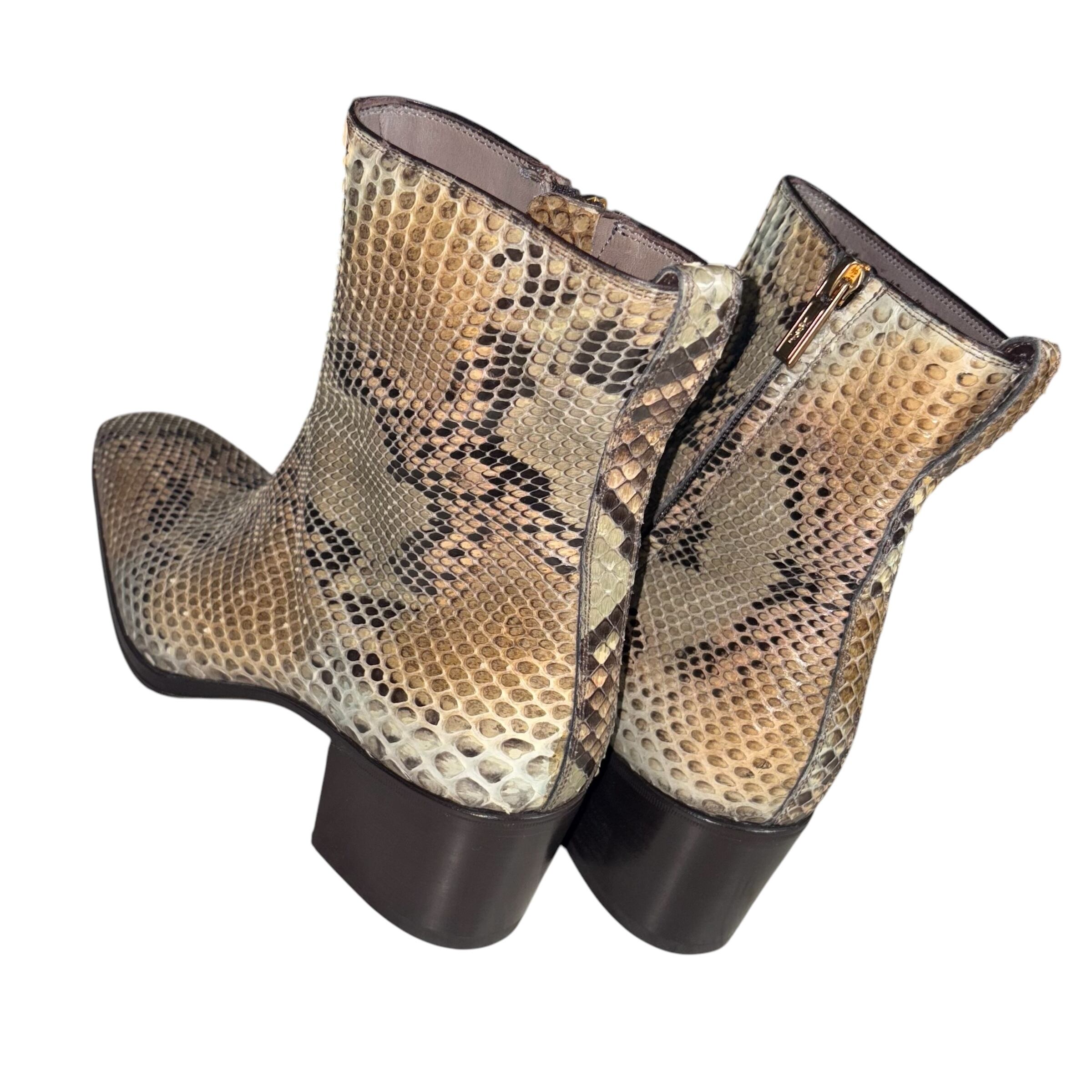 YVES SAINT LAURENT python leather high heel boots | NOIR ONLINE