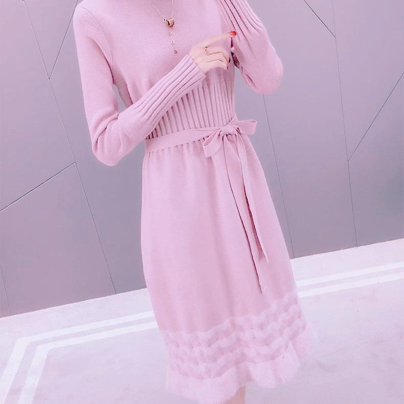 チュール フリル ニット ワンピース 2色 ミニドレス フェミニン 即納】XL ピンク ニットワンピースドレス♥白 ふわふわファー