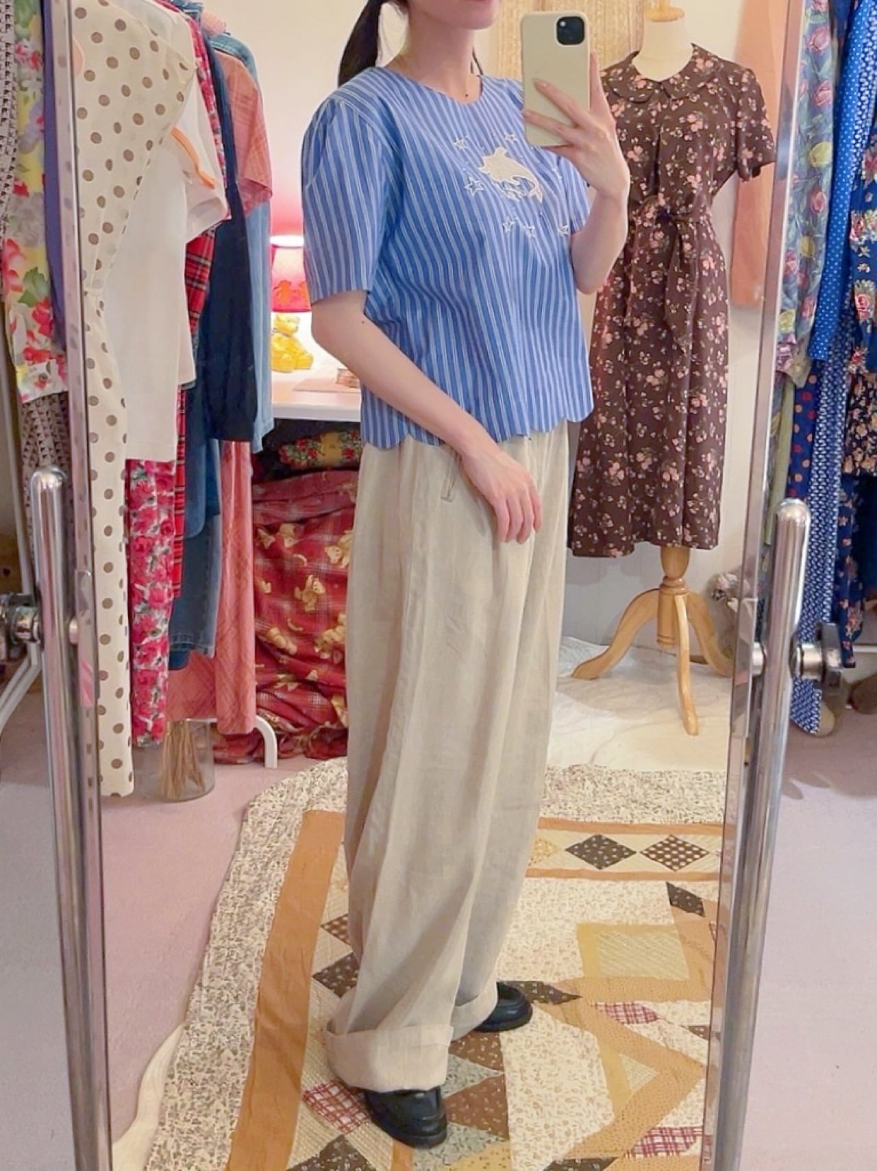 dolphin blue stripe blouse