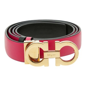 サルヴァトーレフェラガモ ガンチーニ ベルト リバーシブル ピンク ブラック レザー レディース Salvatore Ferragamo 【中古】
