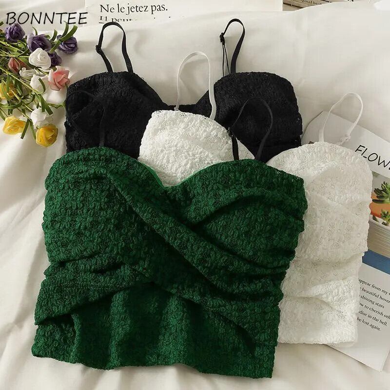 【新作】【送料無料】 キャミソール女性クロップドスリムセクシーなオールマッチ十字休日背中の開いたソリッドカレッジレディ夏シンプルな居心地の良いトップス韓国スタイル 0269592949779