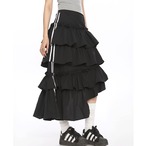 Tiered Cake Skirt with Irregular Color-Block Stripes (ME259)