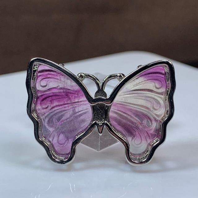 4.フローライト蝶々・横貫通穴☆パーツ